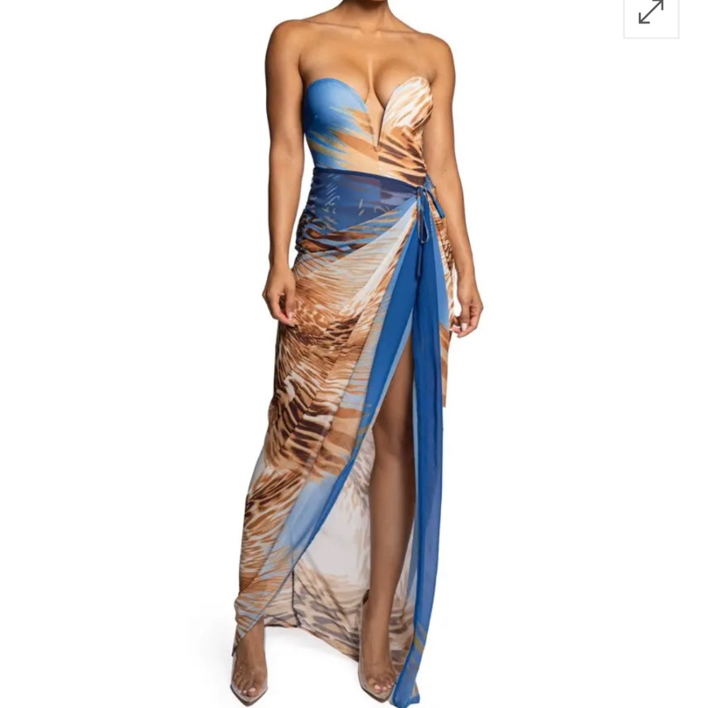 JLUXLABEL Versailles Sweetheart Maxi Dress Skirt Set Resortwear Beach Small/ XS